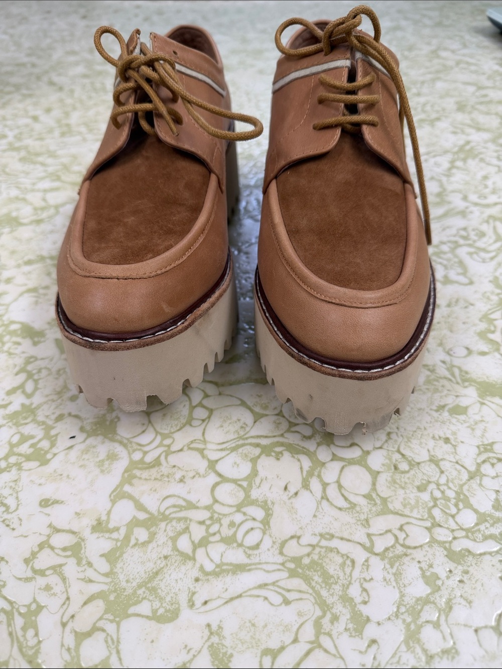 Platform Lace-Up tan shoes size 40/9.5